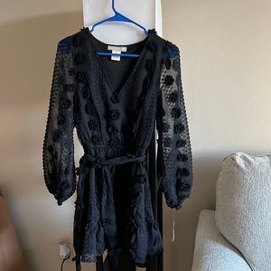 Black polka dot dress